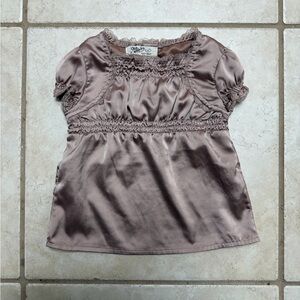 Old Navy Satin Smocked Short-Sleeve Top in Dusty Mauve
